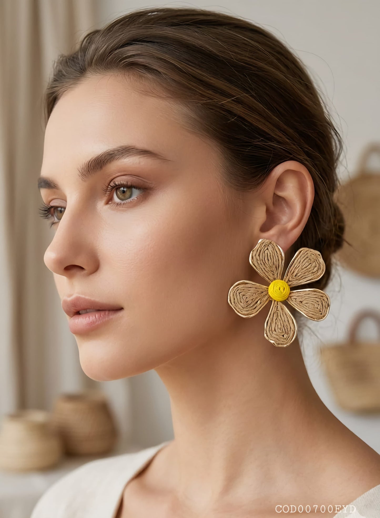Aretes "flor de verano" tejidas en de papel acero inoxidable