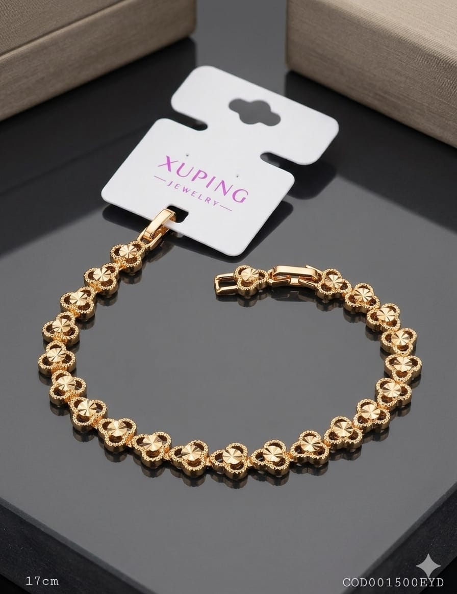 "Pulsera Trébol de Oro Radiante" Rosé Xuping jewelry