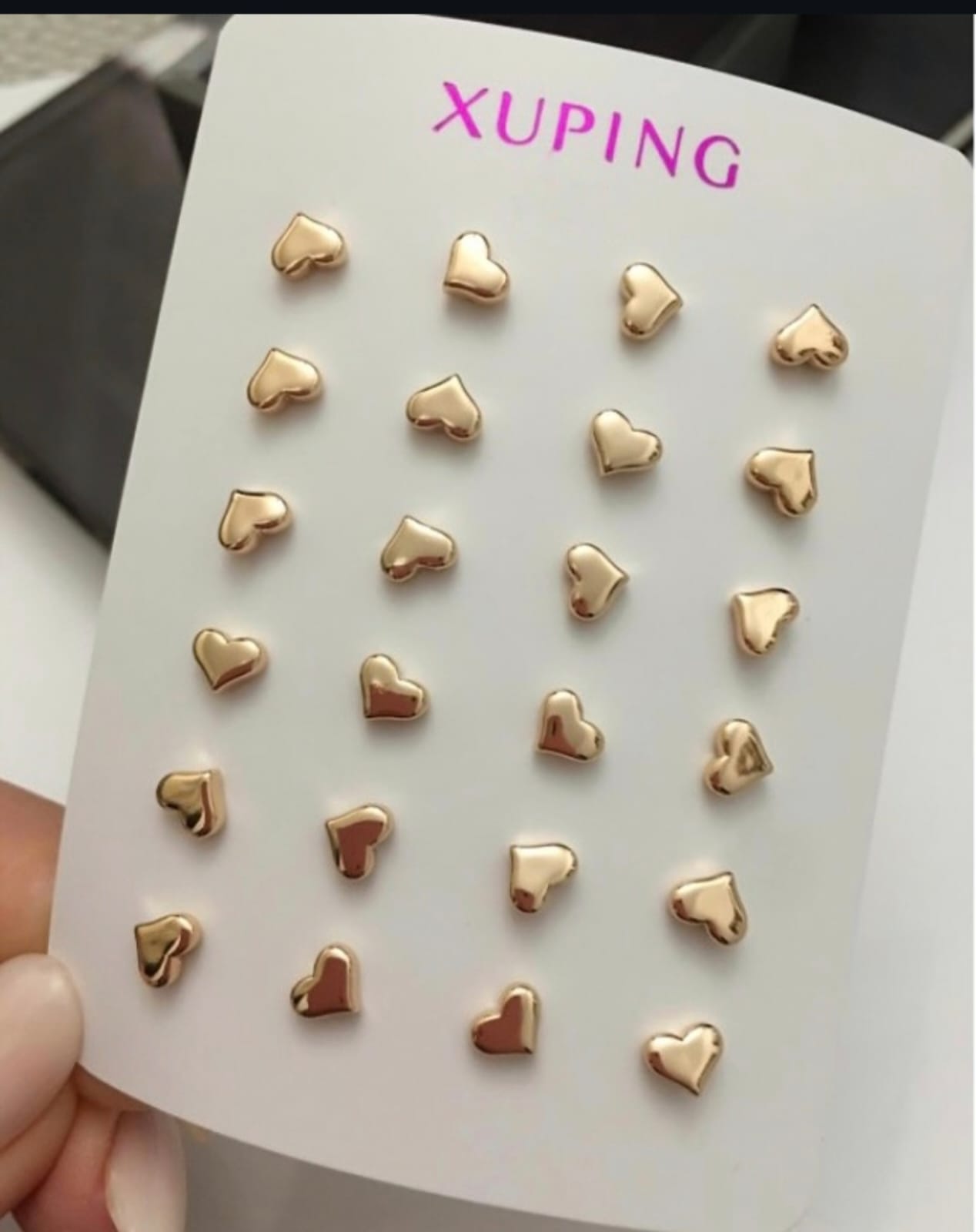 Arete "mini corazones topito" Rosé Xuping jewelry