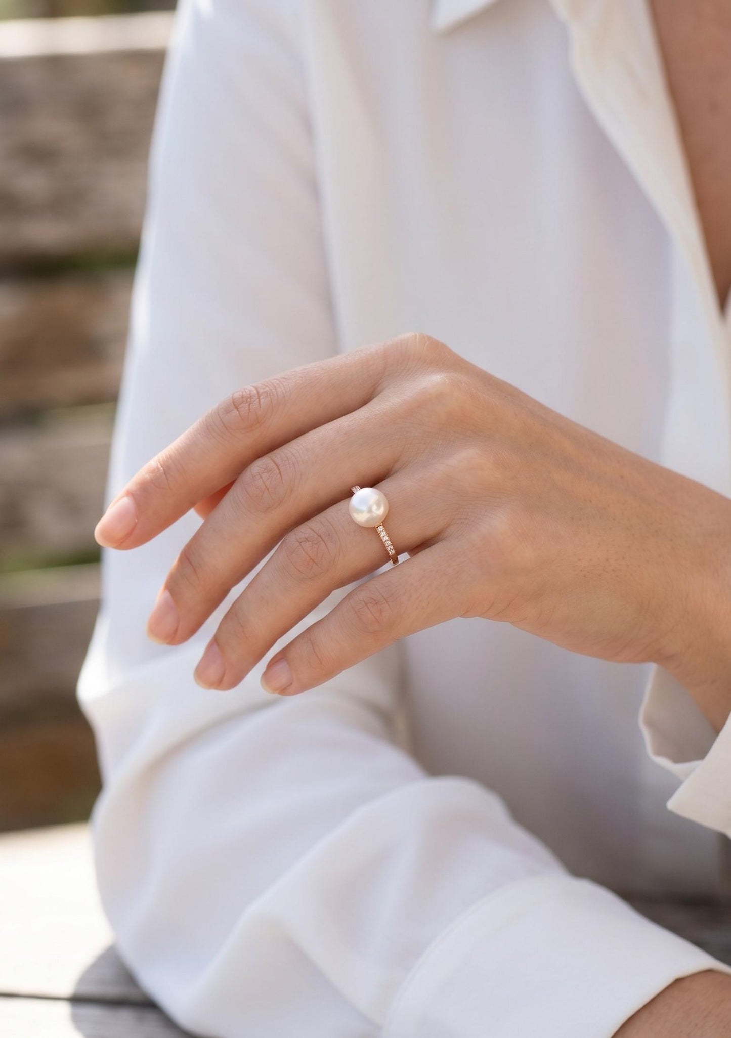 Anillo perla japonesa