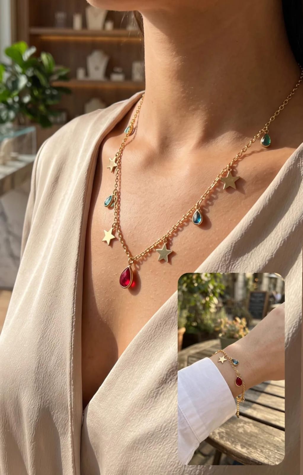 Arete + pulsera corazones