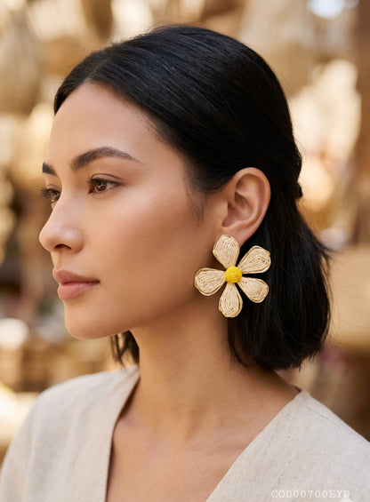 Aretes "flor de verano" tejidas en de papel acero inoxidable