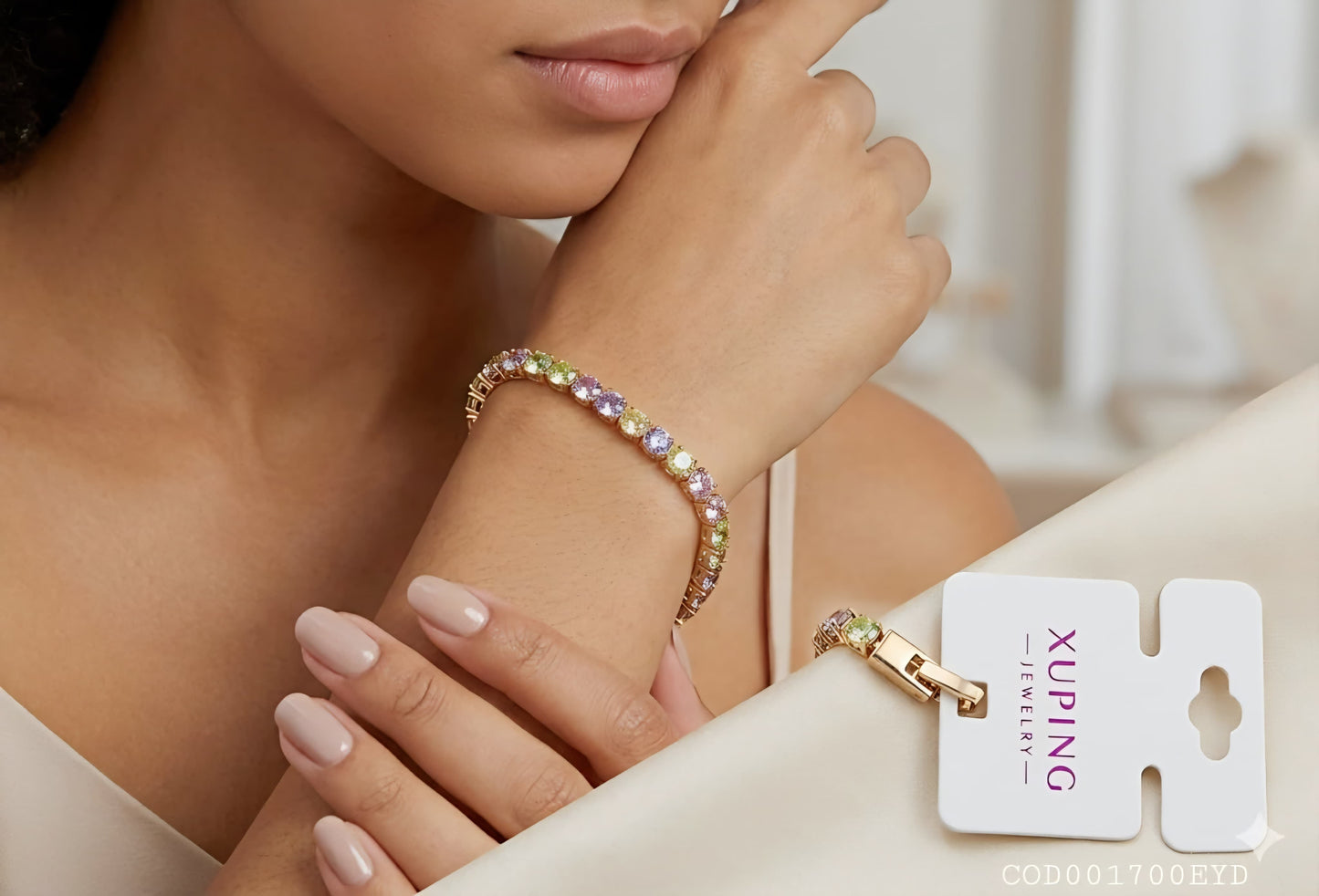 Pulsera "Cristales de colores" rose xuping jewelry