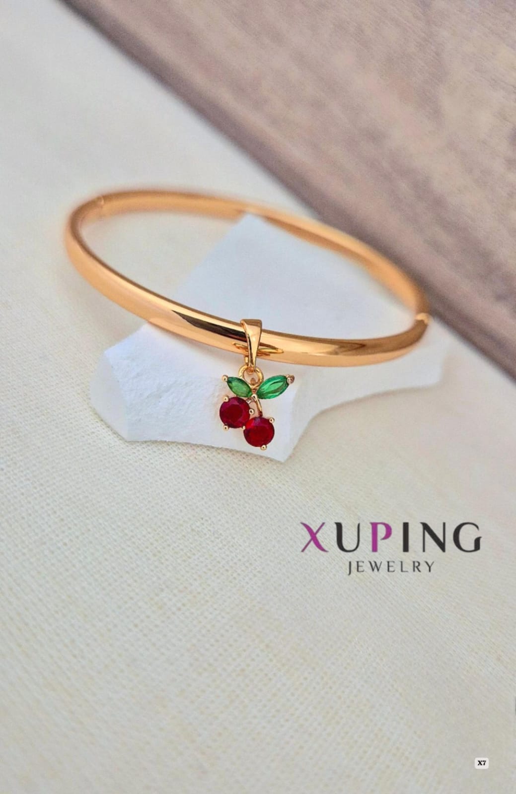 Pulsera rose +dije Cherry 🍒Rosé Xuping jewelry