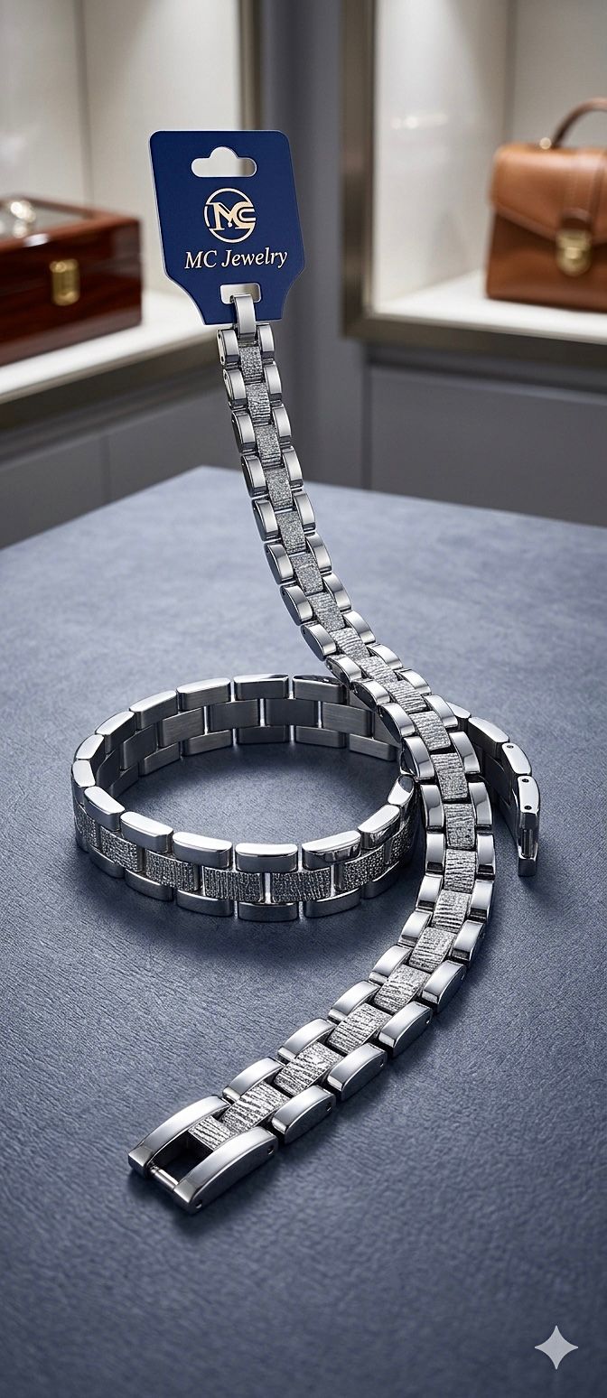 Pulsera para hombre plateado y dorado