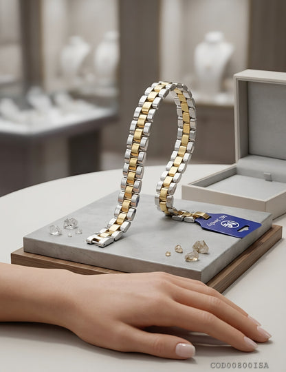 Pulsera para hombre plateado y dorado