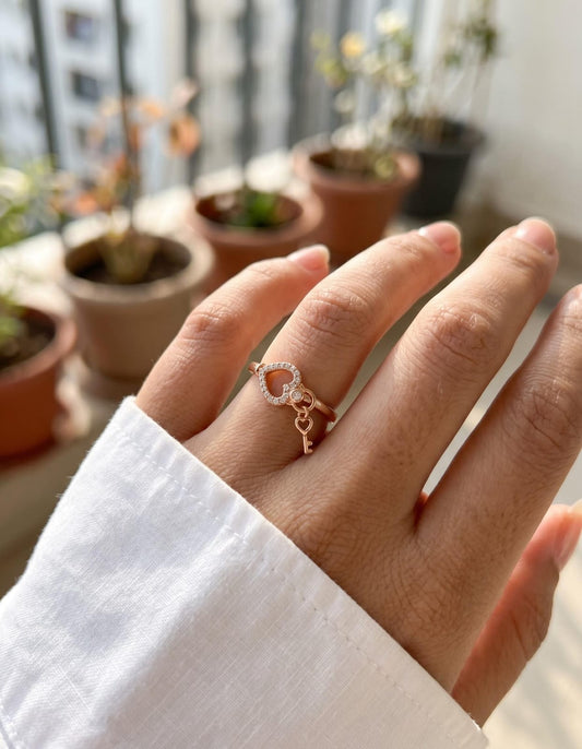 Anillo corazon con llave rose xuping jewelry