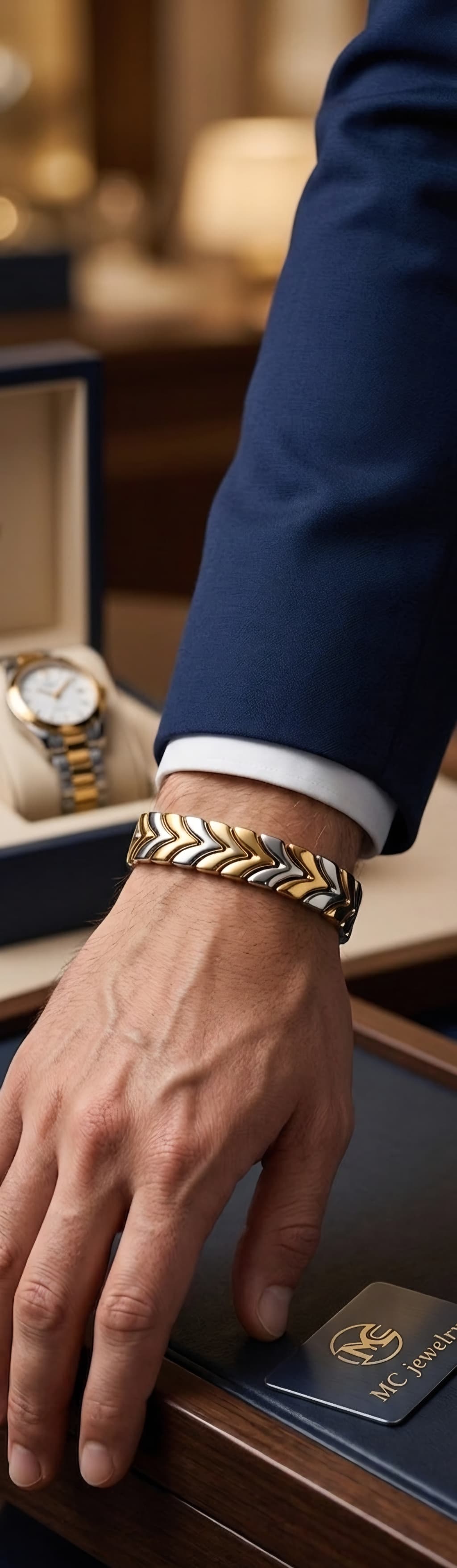 Pulsera para hombre plateado y dorado