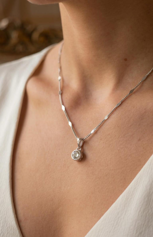 Cadena panzer diamantada + dije punto de luz [ PLATEADO ] xuping jewelry 

45cm