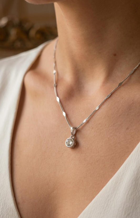 Cadena panzer diamantada + dije punto de luz [ PLATEADO ] xuping jewelry 

45cm