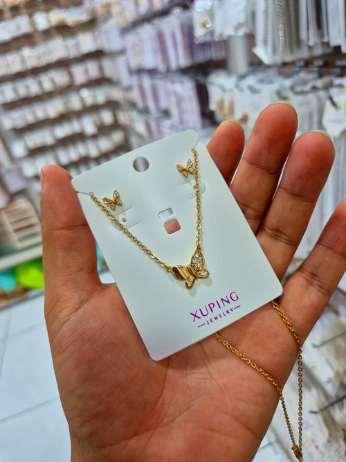 Set mariposa 🦋 zircon rose xuping jewelry 

45cm
