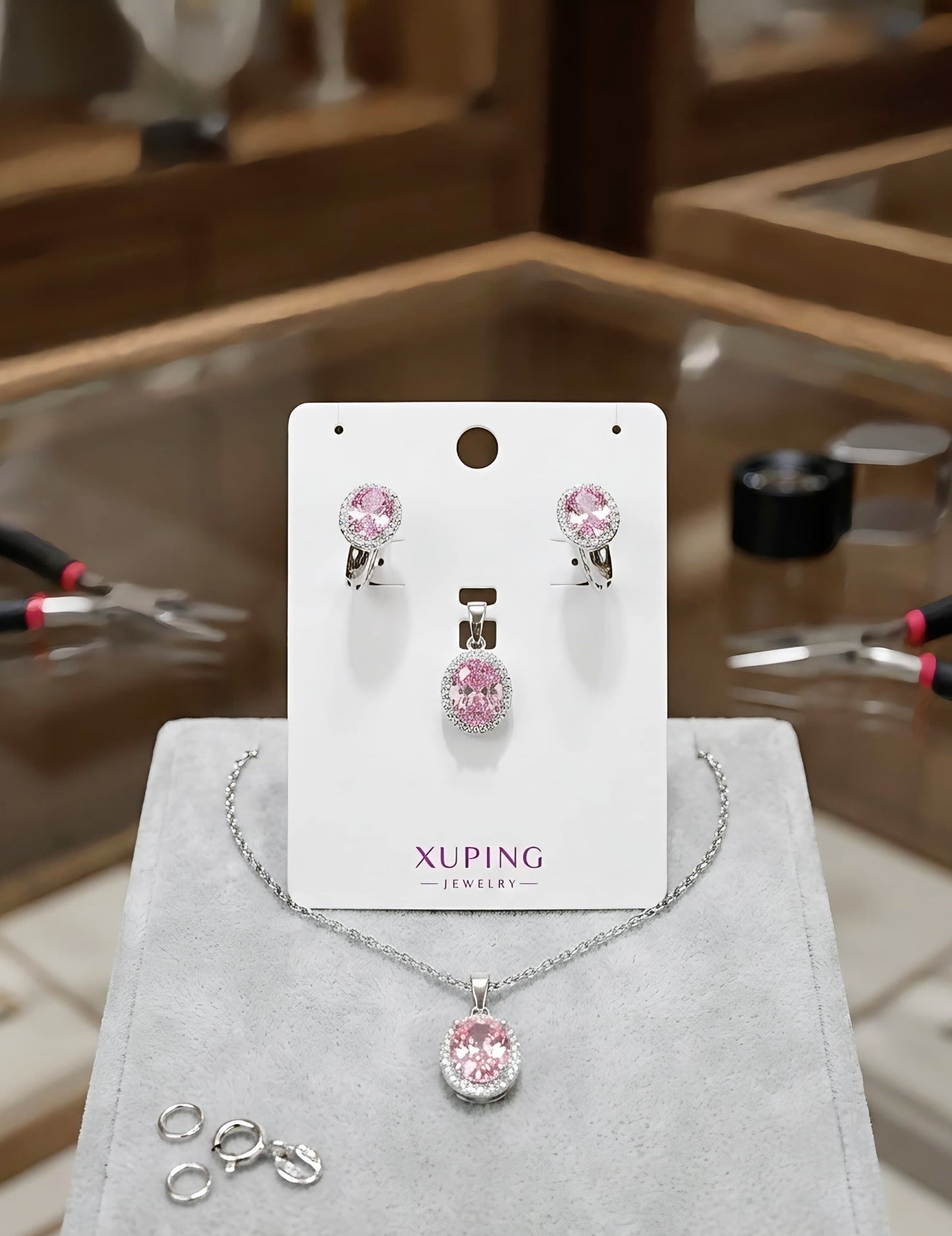 Set "brillo rosa" plageado xuping jewelry