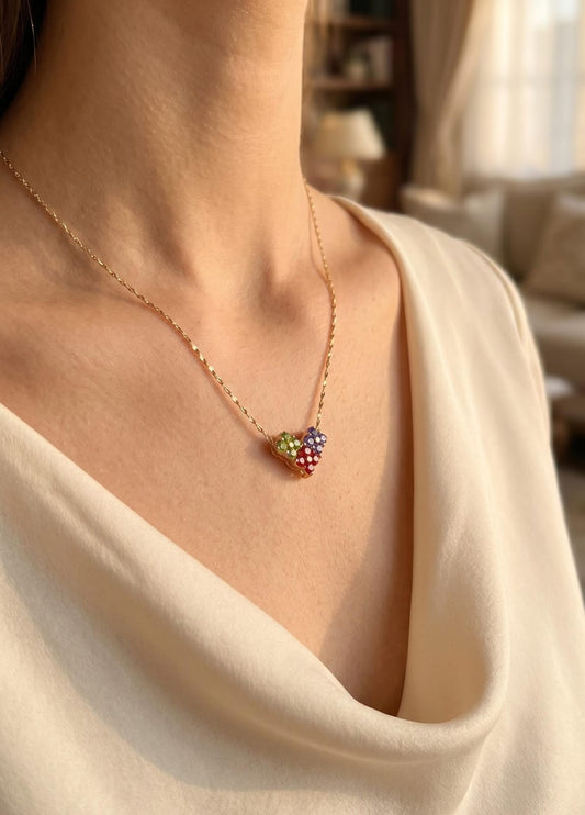 Collar corazón trébol de colores zircon rose xuping jewelry 

45cm