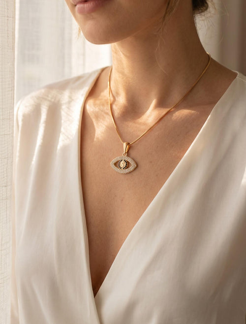 Collar veneciana + dije ojo turco zircon rose xuping jewelry 

45cm
