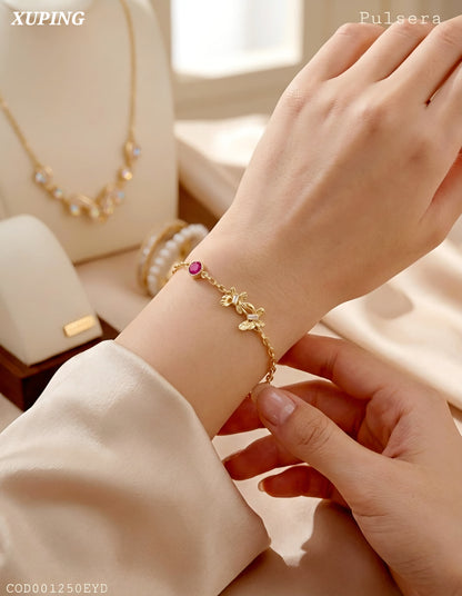 Pulseras "Duero de mariposas"  Rosé Xuping jewelry