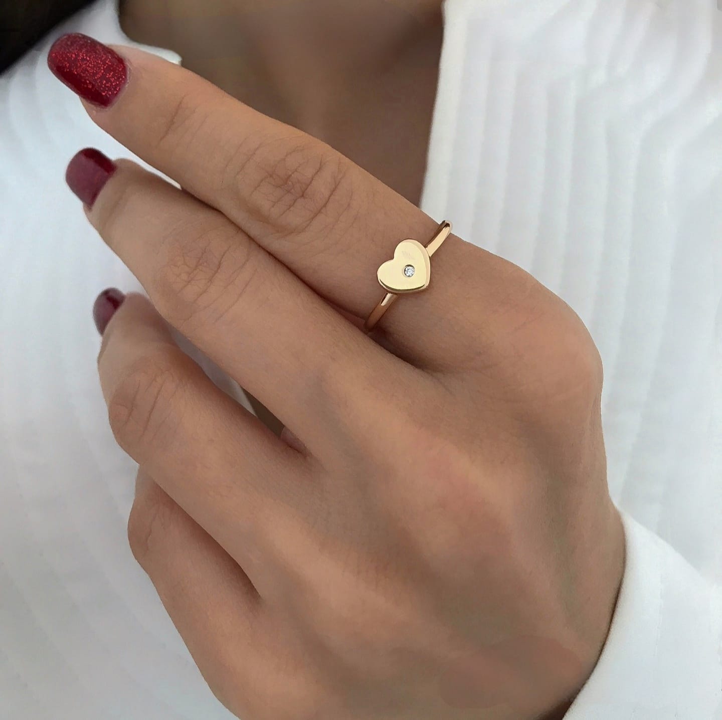 Anillo corazone con punto de luz rose xuping jewelry
