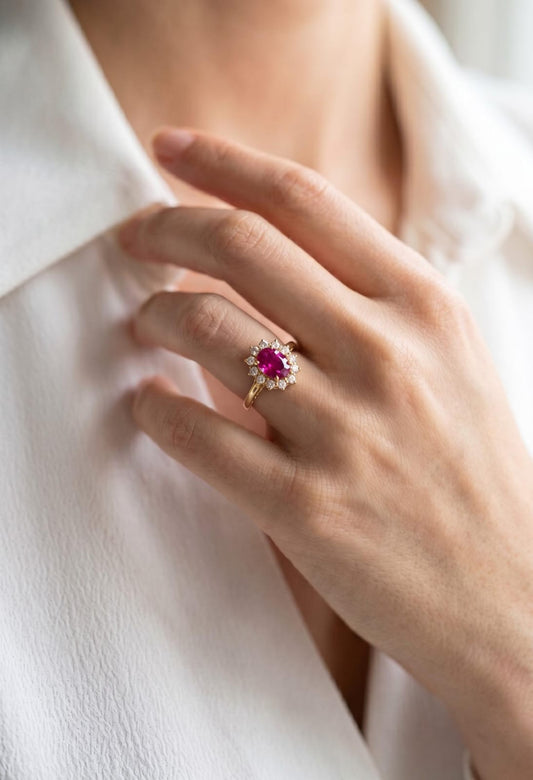 Anillo zircon piedra fucsia rose xuping jewelry 

Tallas: 7/8 y 9