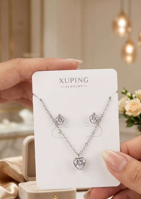 Set corazón Ruby plateado xuping jewelry