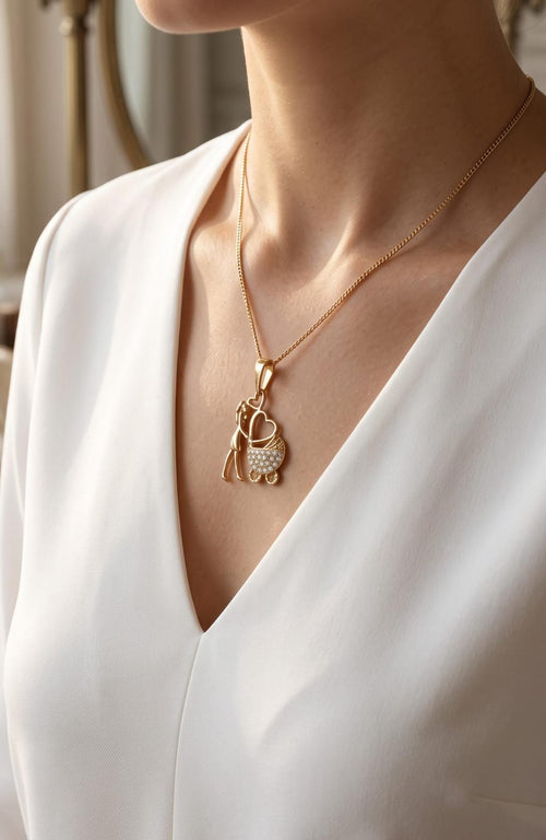 Cadena panzer + dije mamá c/ bebé zircon rose xuping jewelry 

45cm