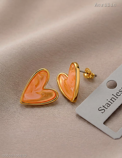 Aretes "Corazón Ámbar" Acrílico