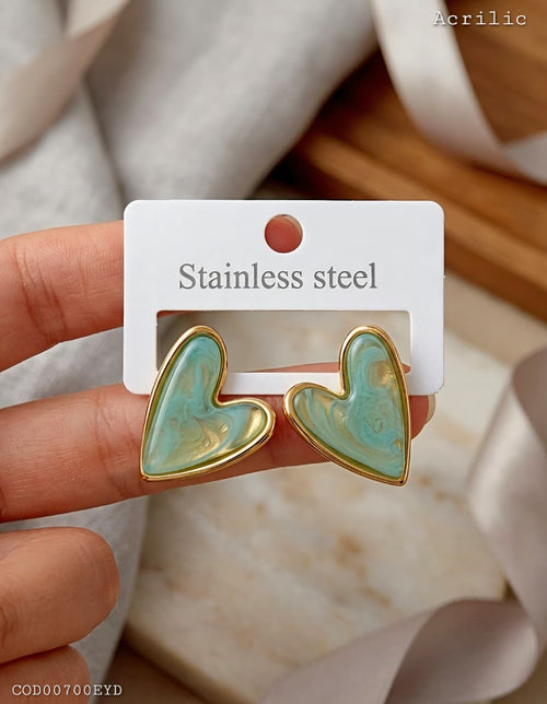 Aretes "Corazón Ámbar" Acrílico