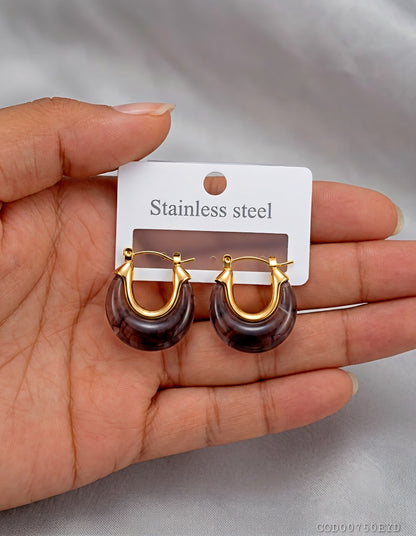 Arete modelo minimalista acrílico enchapado en oro de 18k acero inoxidable