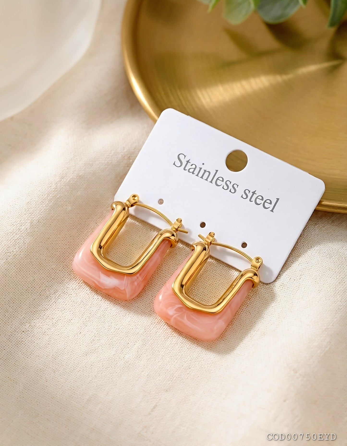 Aretes en acrílico odemo geométrico acero inoxidable enchapado en oro de 18k