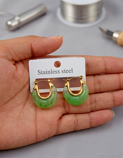 Arete modelo minimalista acrílico enchapado en oro de 18k acero inoxidable