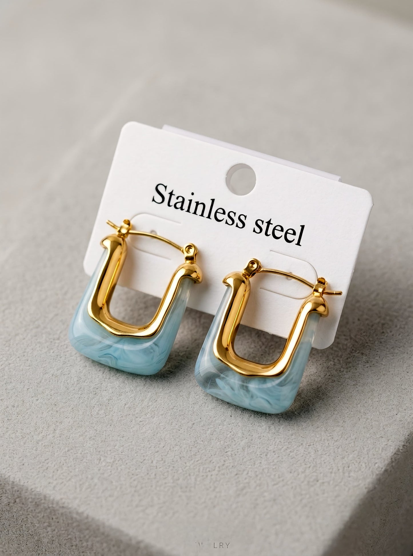 Aretes en acrílico odemo geométrico acero inoxidable enchapado en oro de 18k