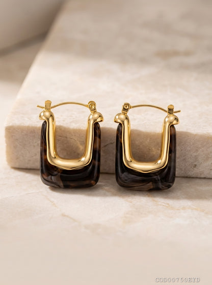 Aretes en acrílico odemo geométrico acero inoxidable enchapado en oro de 18k
