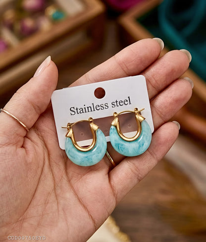 Arete modelo minimalista acrílico enchapado en oro de 18k acero inoxidable