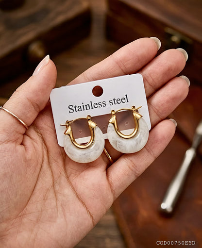 Arete modelo minimalista acrílico enchapado en oro de 18k acero inoxidable