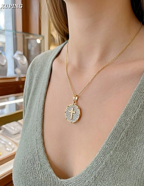 "Medalla cruz resplandor" rose xuping jewelry
