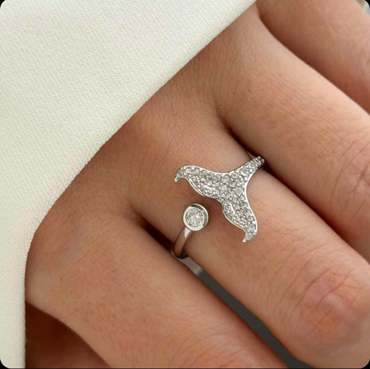 Anillo plateado cola pez regulable xuping yawerly