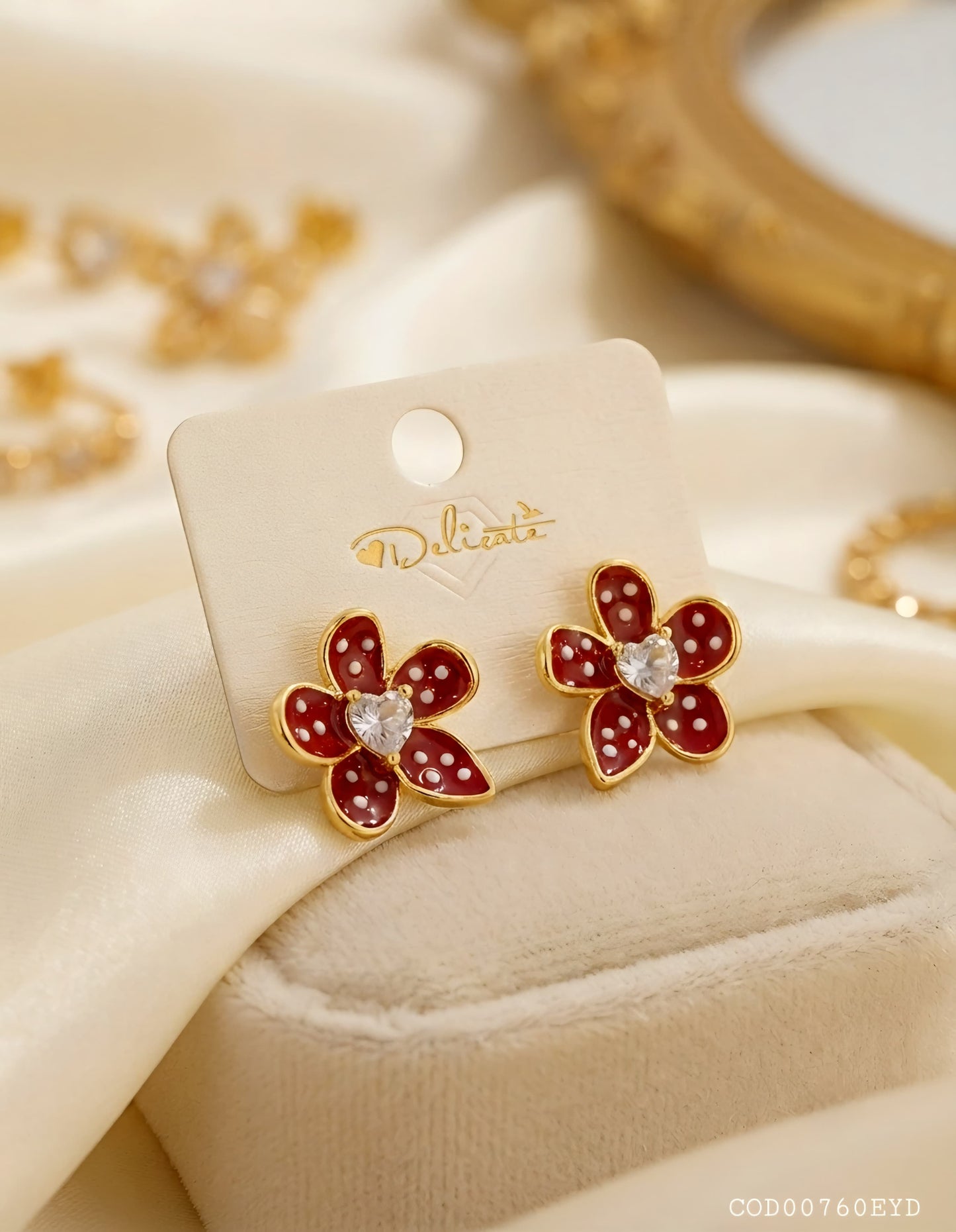 Arete flor con piedra Delicate