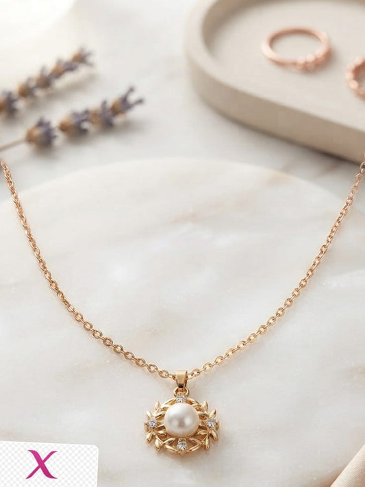 Collar perla con hojas rose xuping jewelry