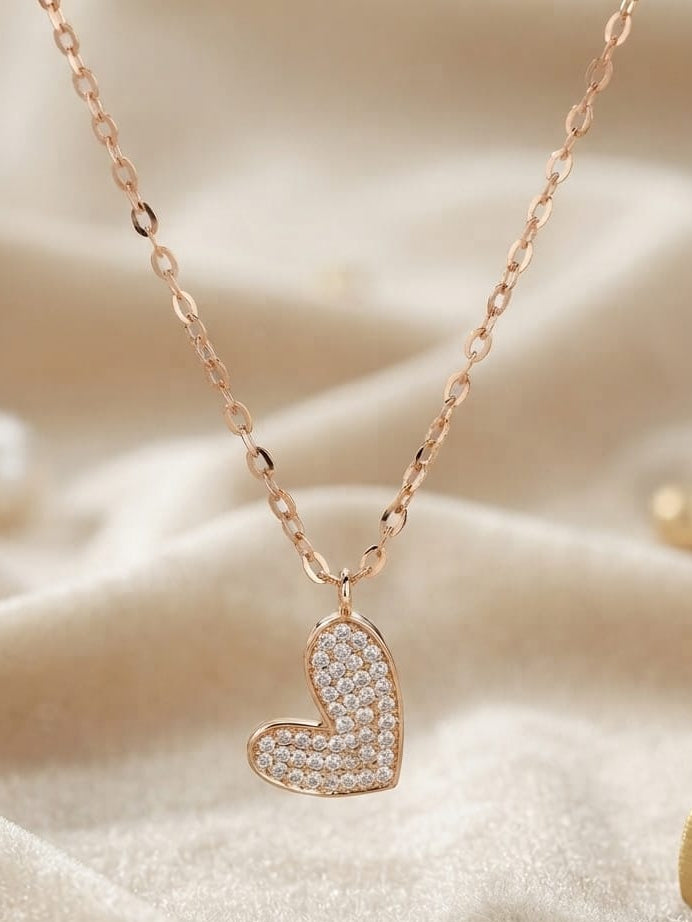 Collar corazón colgante con zircones rose xuping jewelry