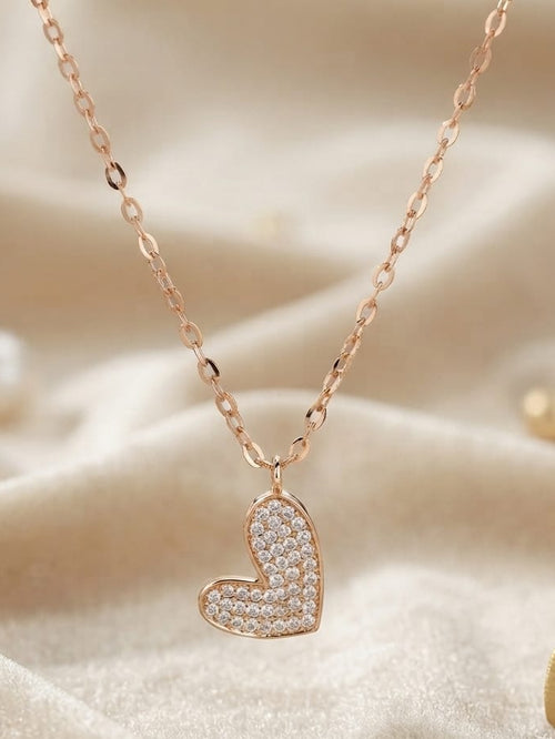Collar corazón colgante con zircones rose xuping jewelry