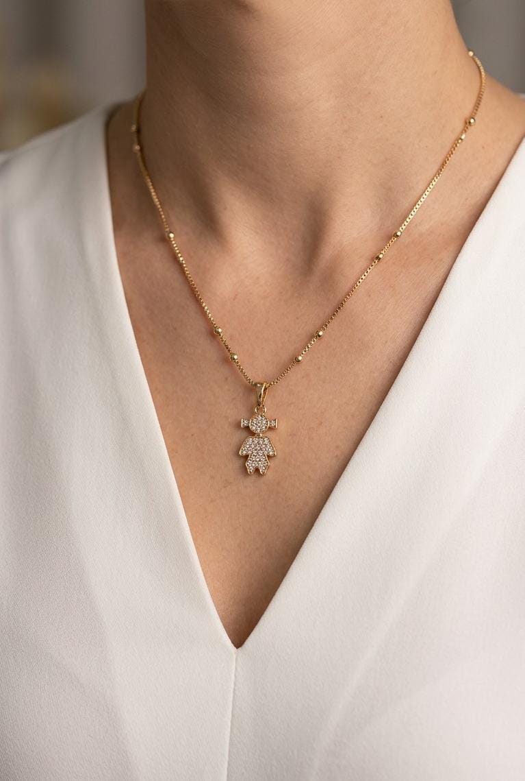 Cadena veneciana y billas + dije niña zircon rose xuping jewelry 

[45cm]
