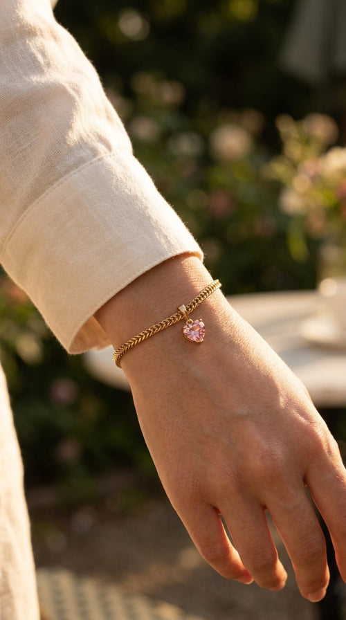 Pulsera relieve +dije corazón zircon rosado xuping jewelry