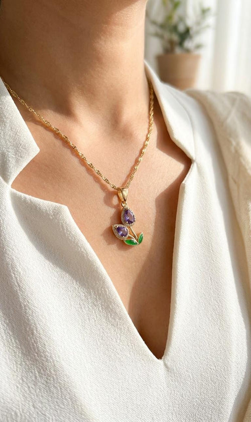 Collar "tulipán lila" Rosé Xuping jewelry
