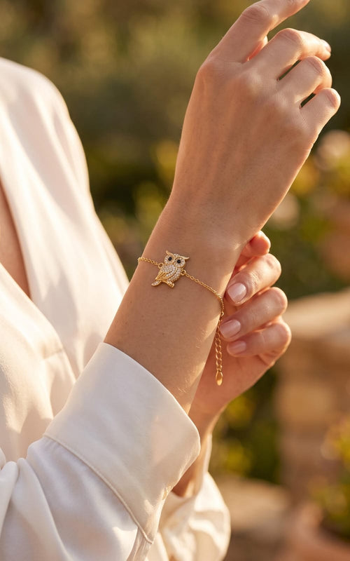 Pulsera buho 🦉 zircon rose xuping jewelry 

[17cm + extensión]
