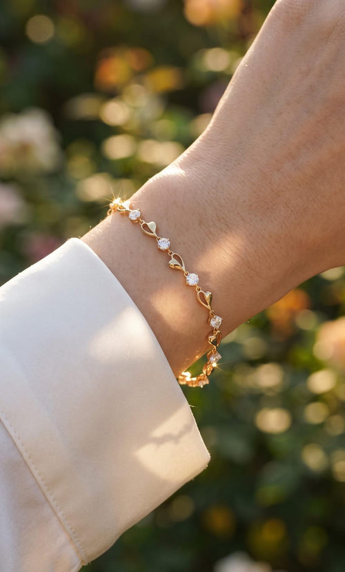 Pulsera puntos de luz y corazón rose xuping jewelry 

[17cm+extensión]