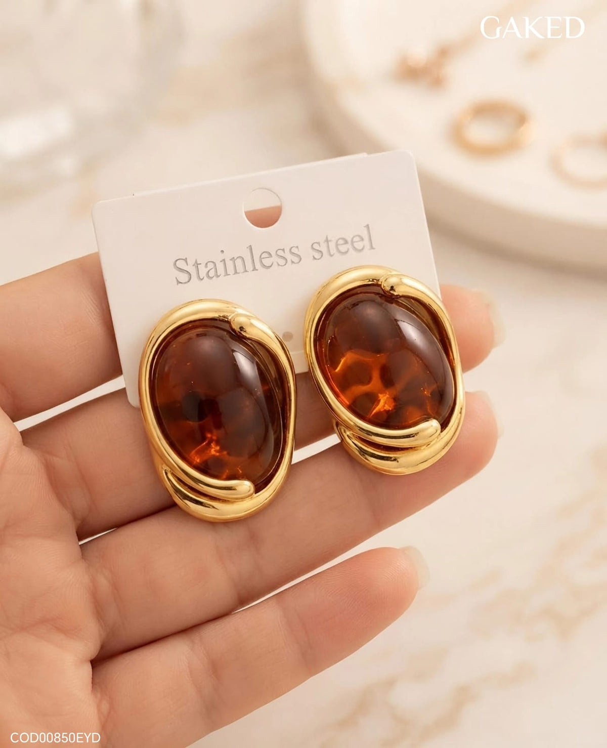 Aretes en acrílico acero inoxidable enchapado en oro