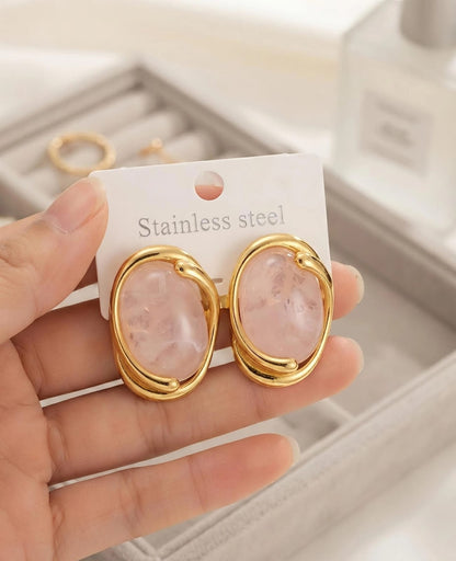 Aretes en acrílico acero inoxidable enchapado en oro