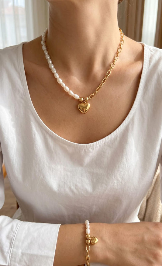 Set pulsera y collar , perla del río