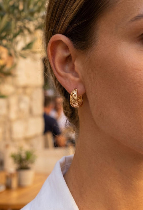 Arete argolla canoa floreado