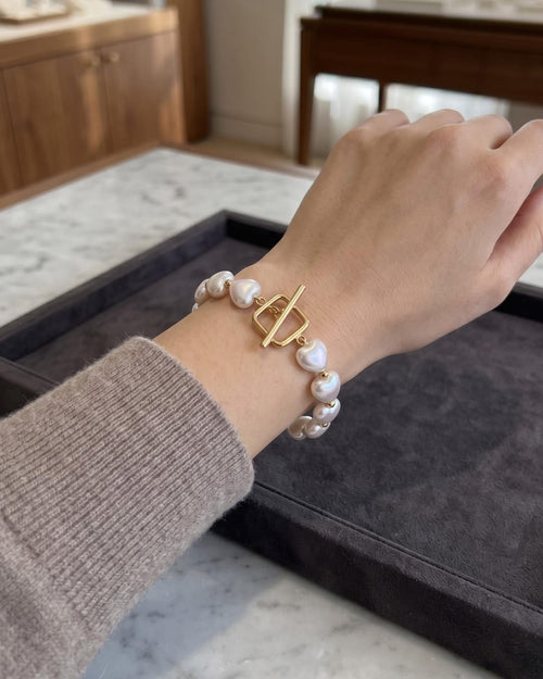 Pulseras perla corazon