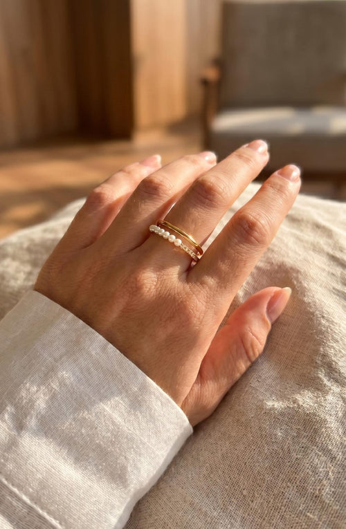 Anillo regulable perlas y zircon
