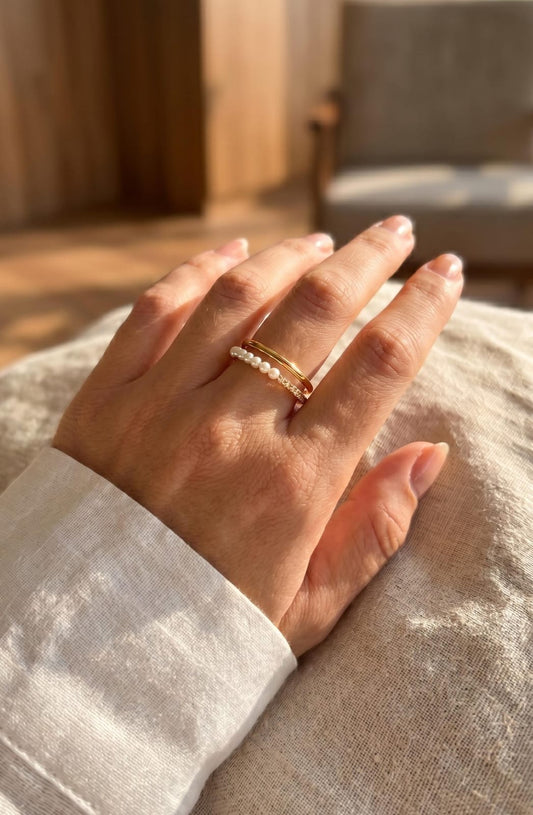 Anillo regulable perlas y zircon